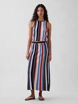 100% Cotton Stripe Sweater Maxi Skirt — reference image