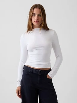 CloseKnit Jersey Funnel-Neck Ruched T-Shirt — reference image