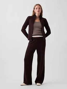 CashSoft Cable-Knit Sweater Pants — reference image